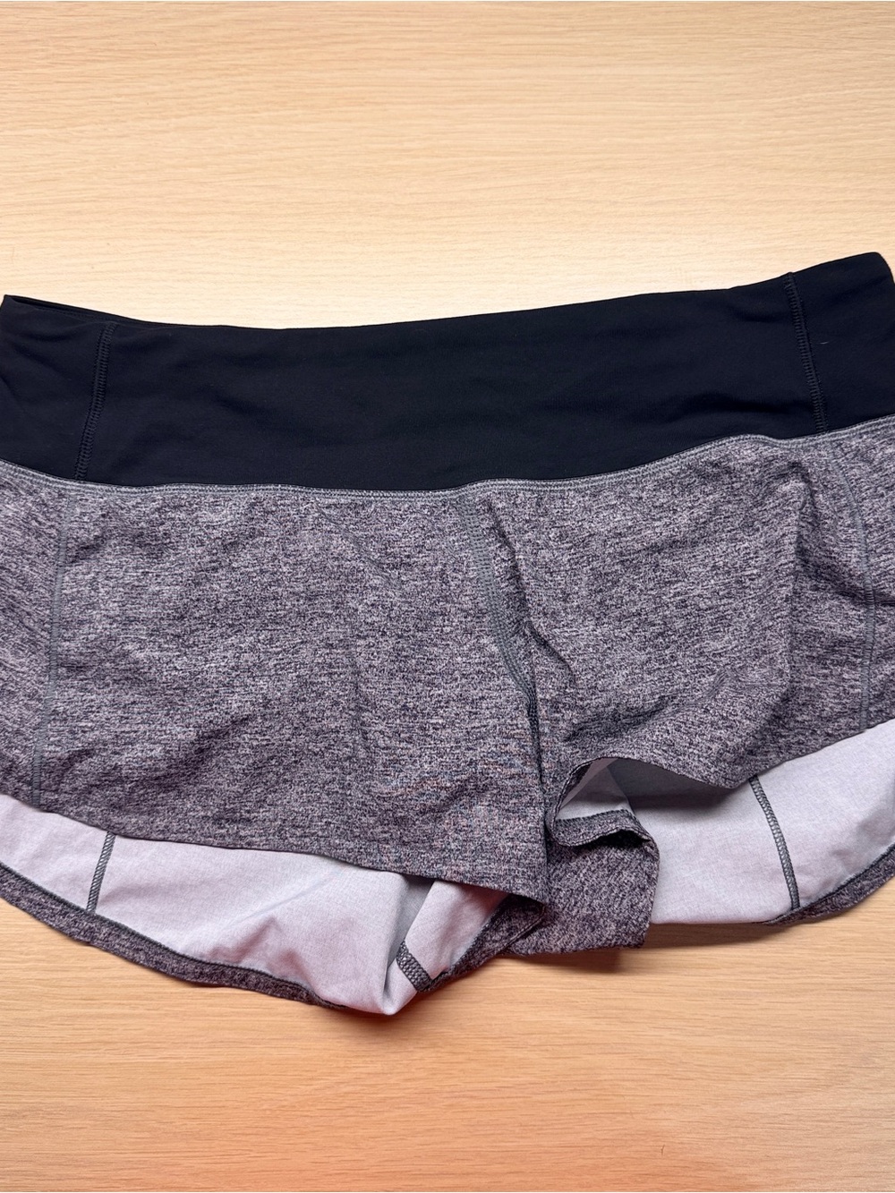 lululemon athletica Two-Tone High-Rise Athletic Shorts in Black and Heather Gray